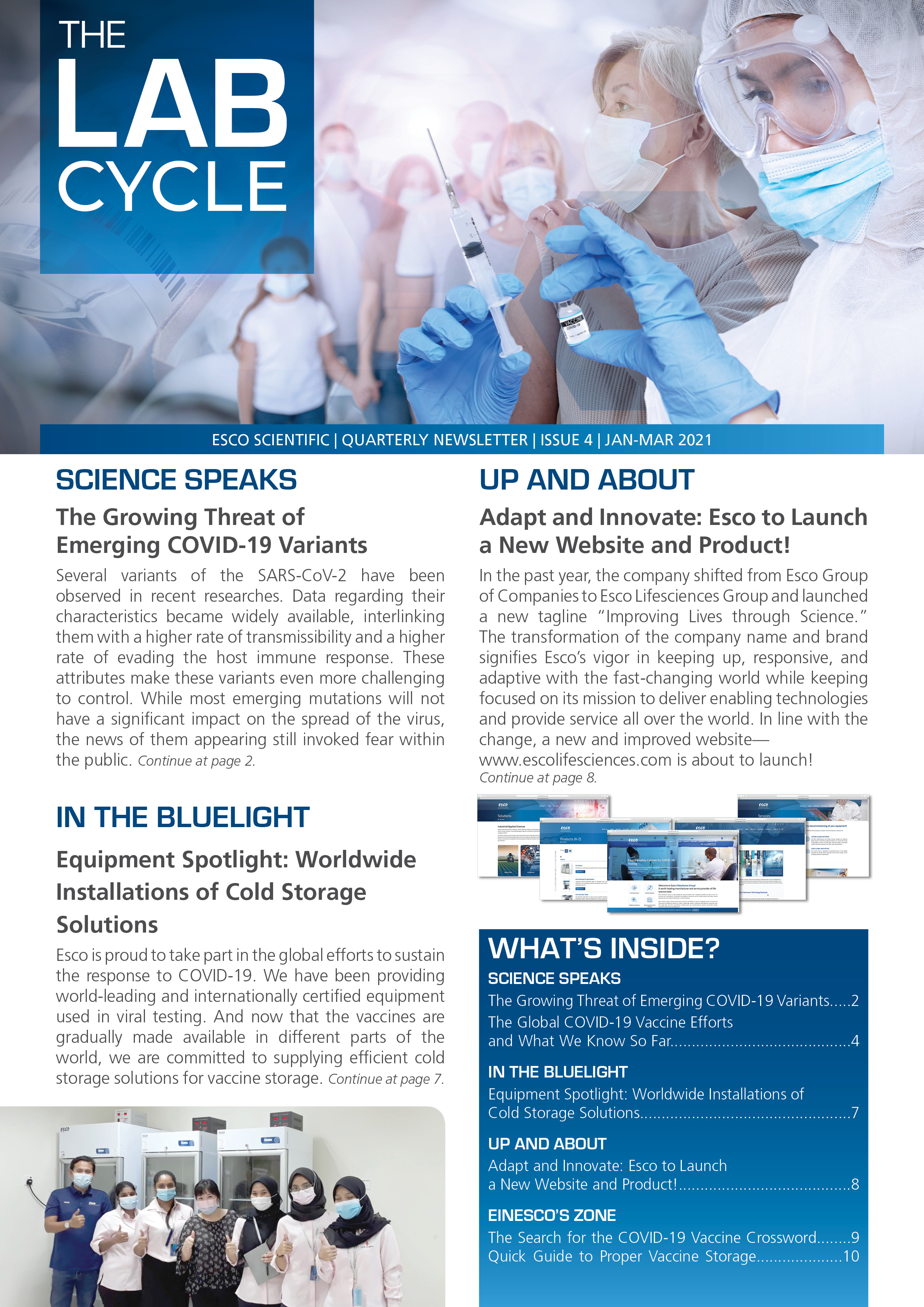 The Lab Cycle: Esco Scientific Quarterly Newsletter - Issue 4, Jan - Mar 2021